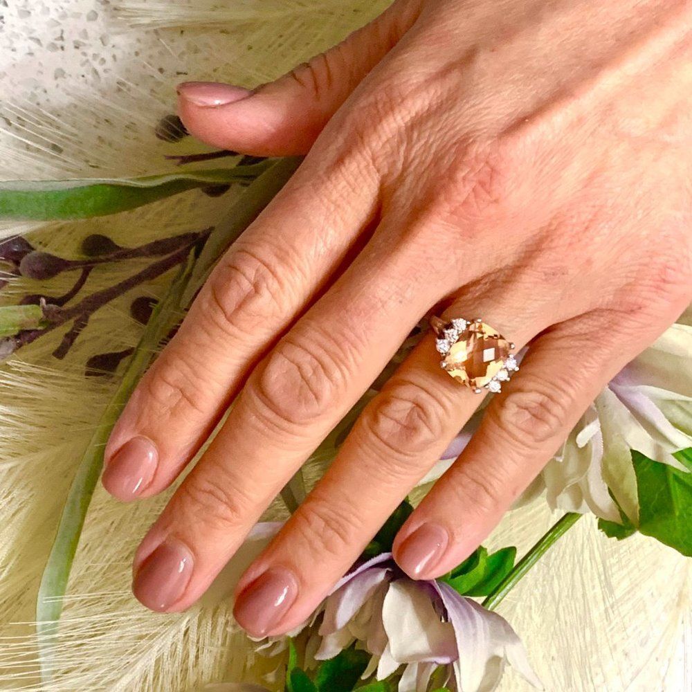 Diamond Morganite Ring Size 7.25 14k Gold 5.60 TCW Certified $5,950 120600